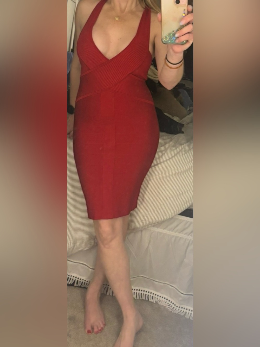Guess Red Bandage Bodycon Dress XS